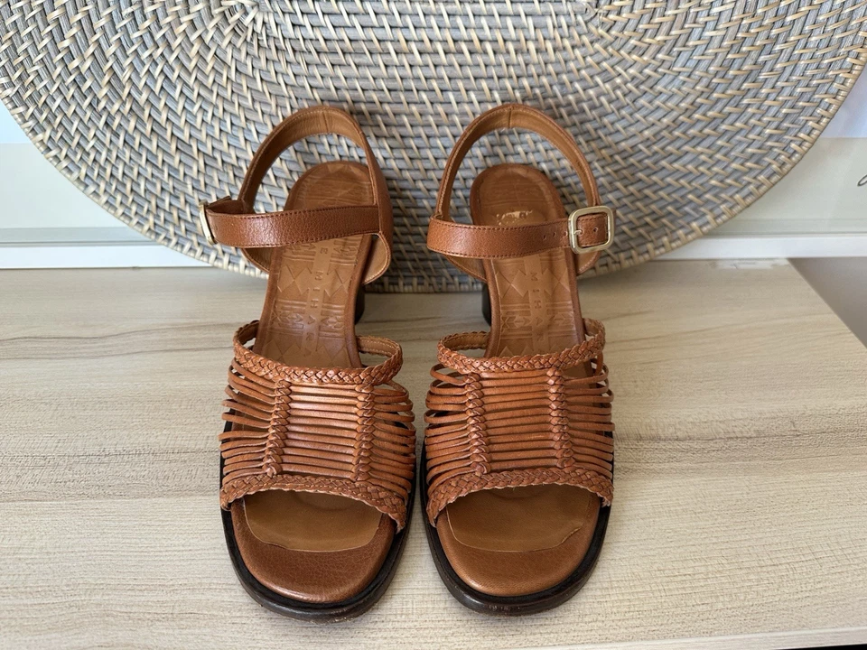 Chie Mihara Mujer Talla 8/38 Tostado Tiras Cuero Hebilla Sandalias Zapatos Foto 2 de 4