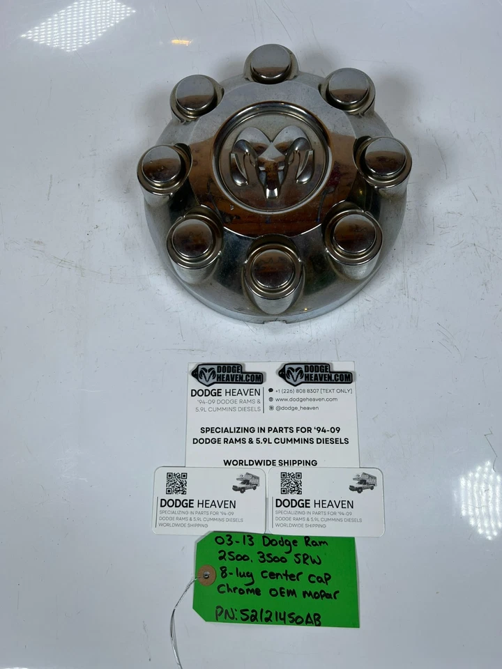 Tapa central de rueda cromada 52121450AB Dodge Ram 2500 3500 SRW 2003-2013 fabricante de equipos originales Foto 4 de 4