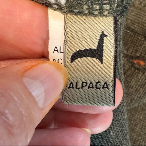 Peruvian Link Large Olive Green Alpaca/Acrylic Cardigan w Embroidered Flowers - Picture 11 of 12