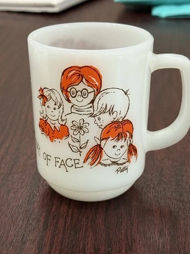 Milk Glass Mug Fire King Days of Week "Monday's Child" Vintage Anchor Hocking