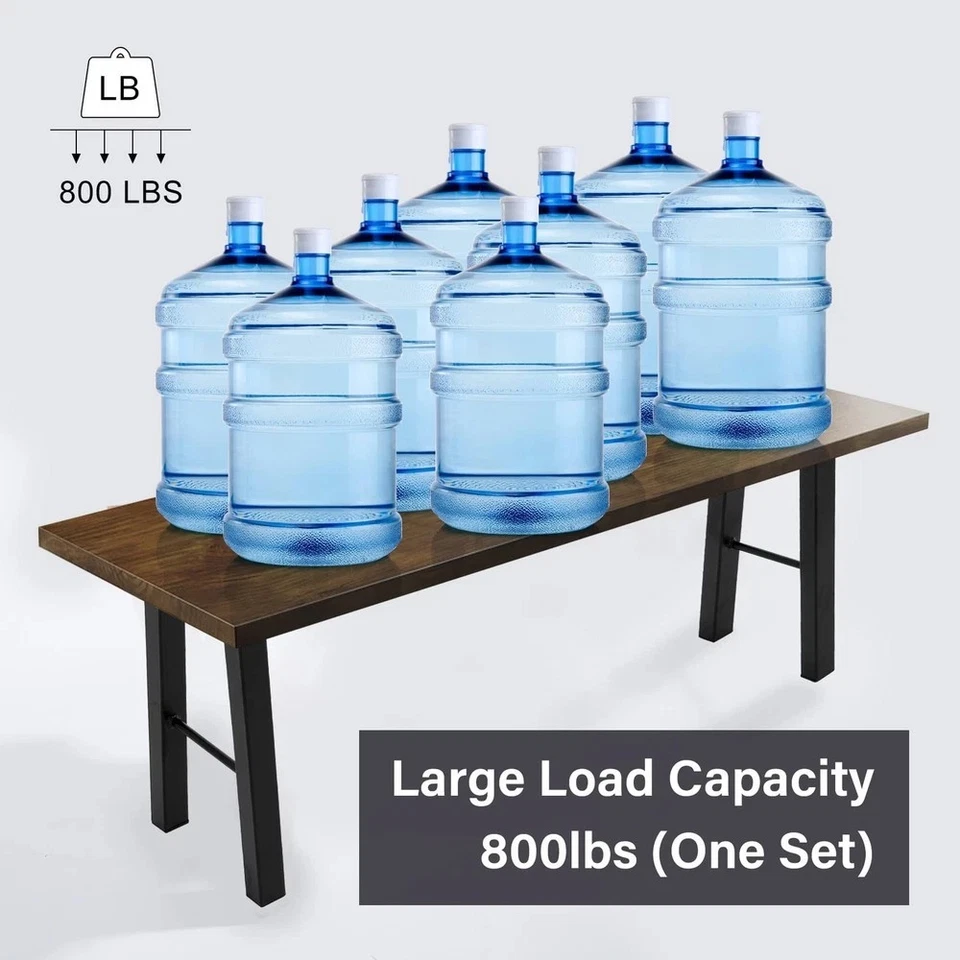 22英寸黑色工业桌腿金属长凳咖啡桌椅腿2件套 — 第 4/4 张图片