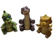 1988 Land Before Time Figure Hand Puppets Lot Of 3 Pizza Hut Vintage