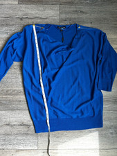 Cable  Gauge Women  s L Blue Solid Knit Long Sleeve Sweater Zipper Accents