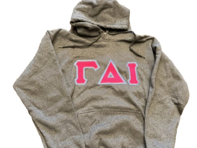 Gamma Delta Iota GDI Charcoal Hooded Hoody Hoodie w/Pink/Blue Sewn