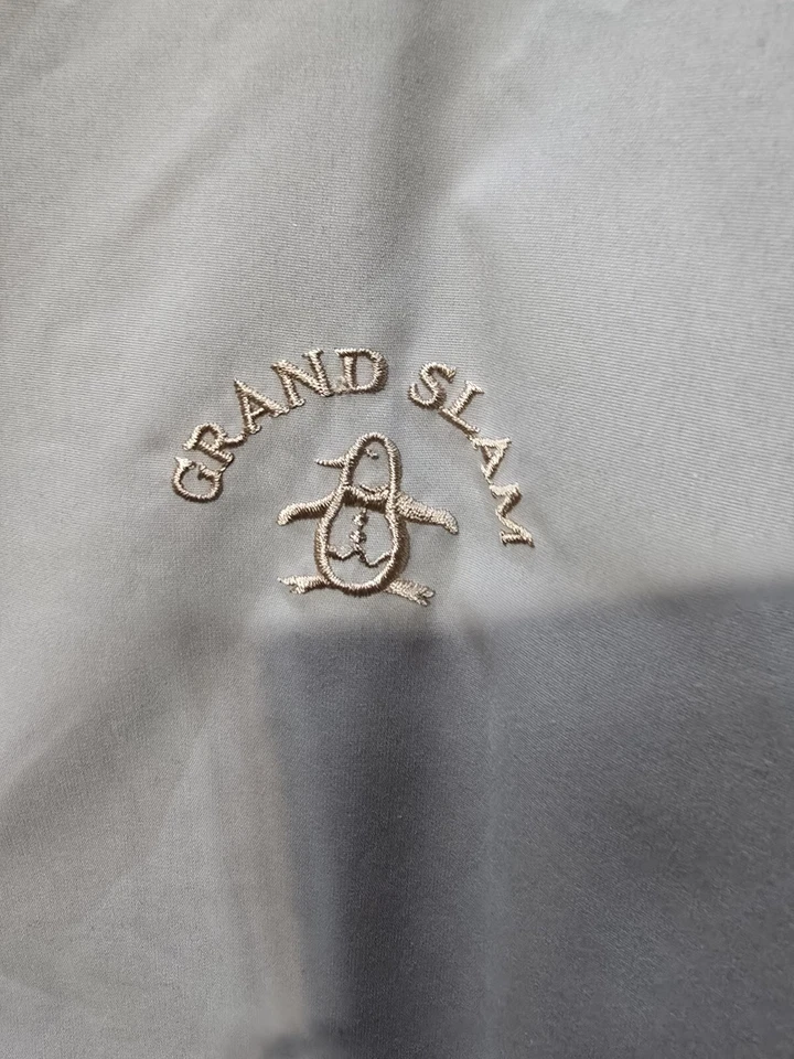 Vintage Grand Slam Golf Windbreaker Jacket Mens L Tan 90s V Neck Pullover Pocket - Image 3 of 4
