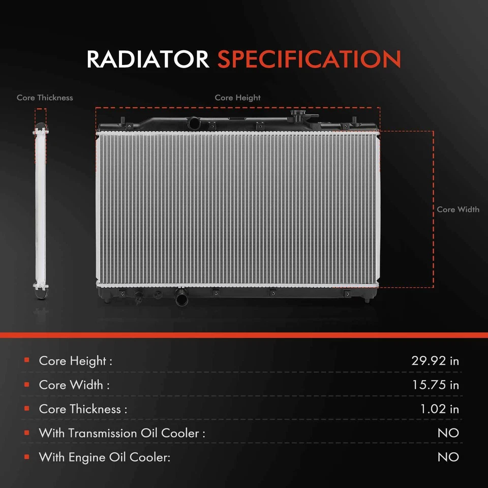 Radiador sin enfriador de aceite para Honda Civic 2022-2023 Accord Acura Integra 2023 Foto 2 de 4
