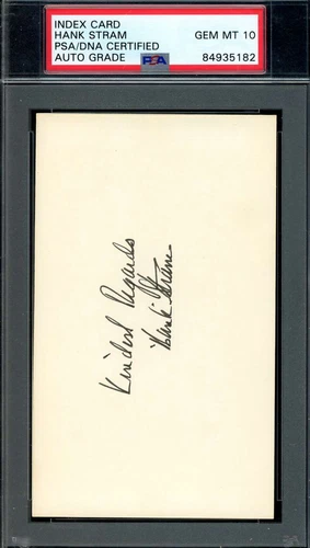 Hank Stram Gem Mint 10 PSA DNA Signed 8 3x5 Index Card Autograph