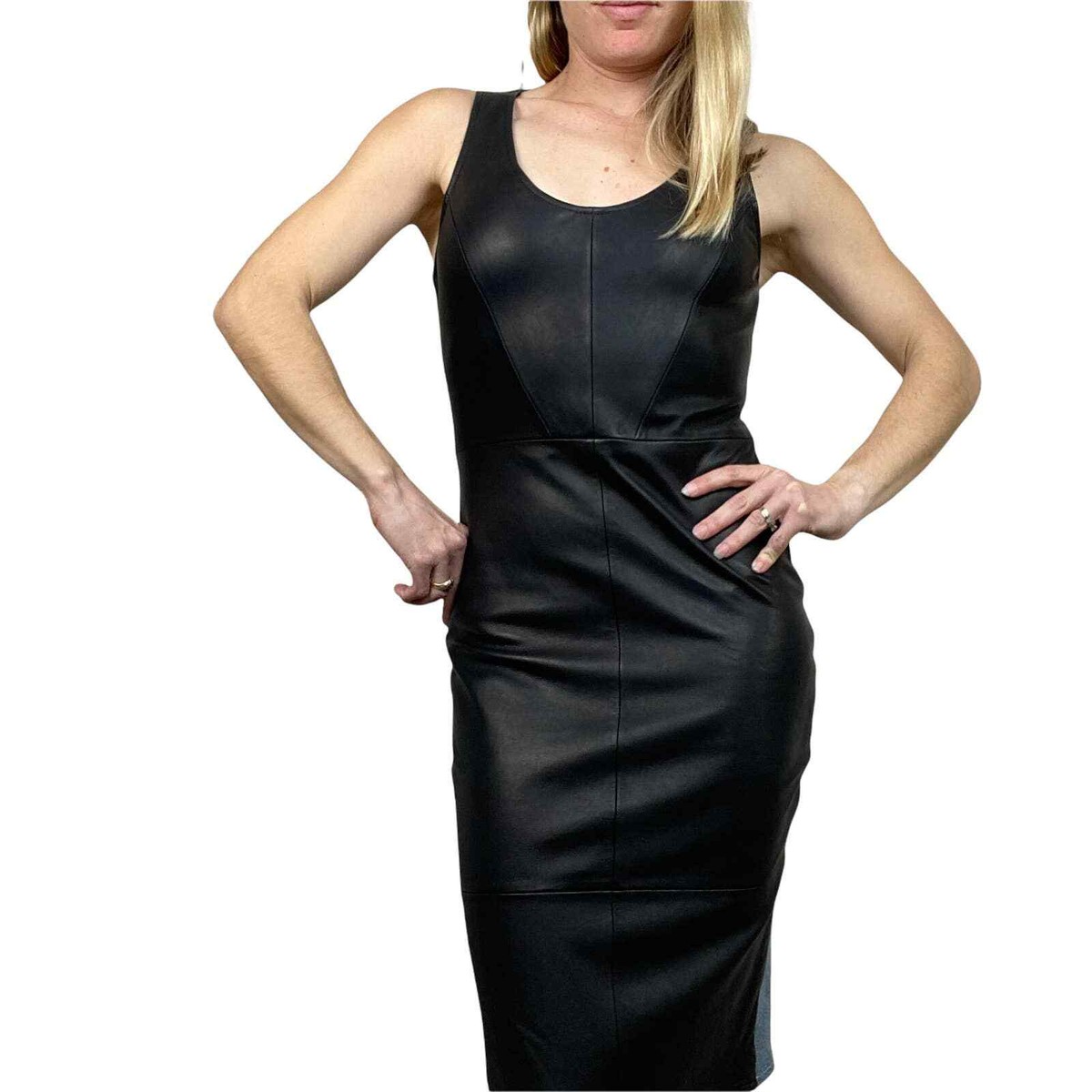 AS by DF The Editor Leather Denim Dress | eBay