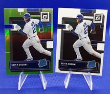 (2) SEIYA SUZUKI 2022 Donruss Optic Rated Rookie Lime Green Holo Prizm + Base 