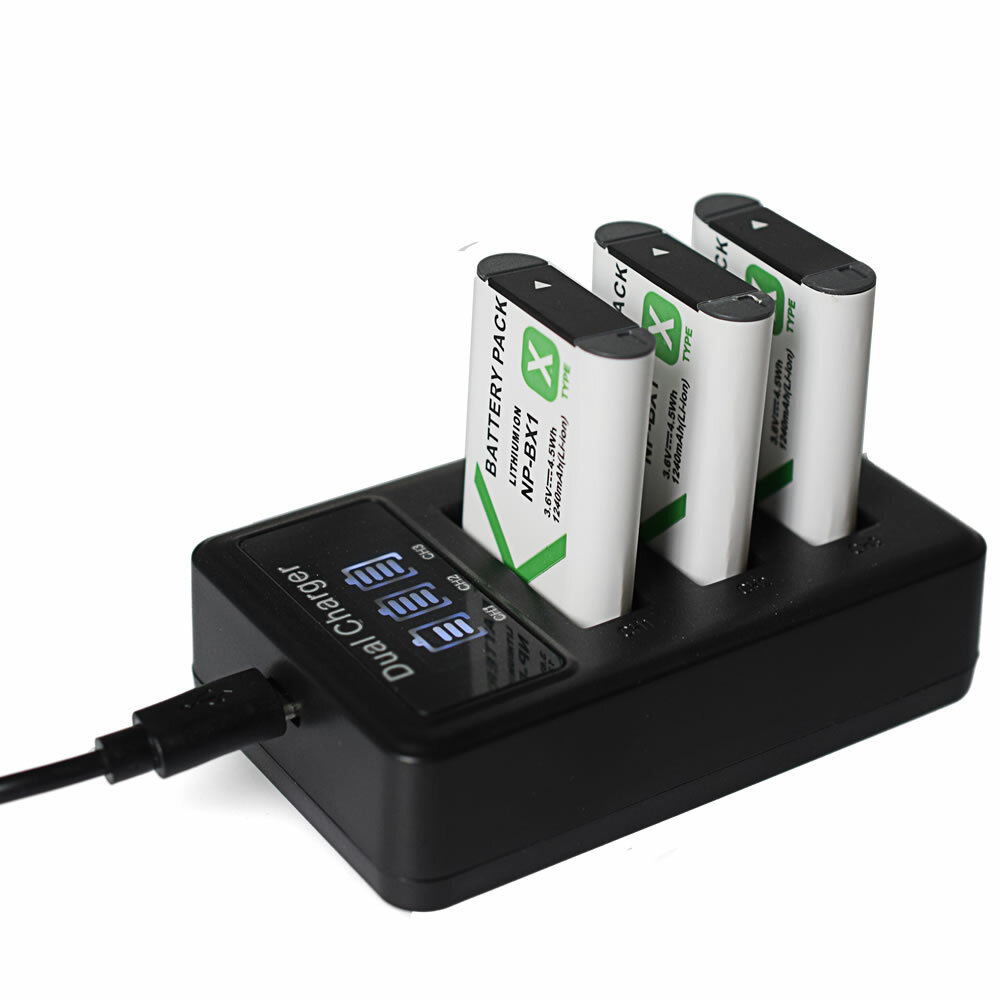 3x Battery +USB LED Charger for Sony NPBX1 XSeries Sony Vlog Camera