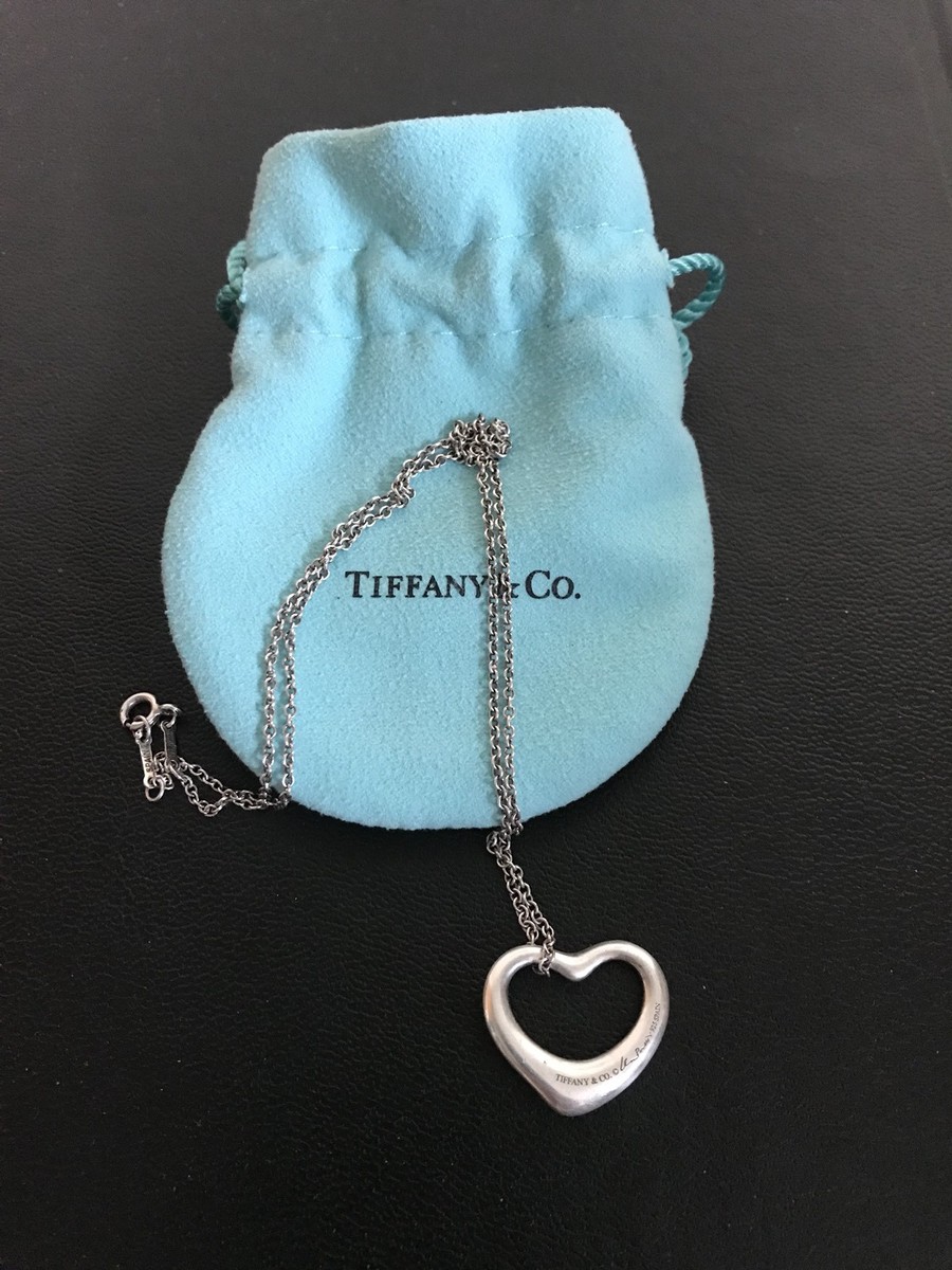 Tiffany & Co Elsa Peretti Sterling Silver 22mm Open Heart Pendant