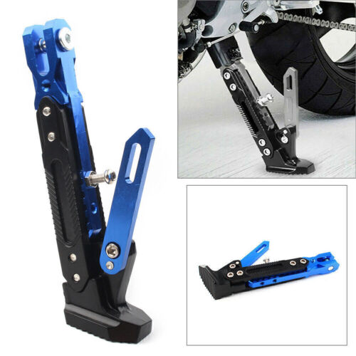 Support de soutien côté pied réglable antidérapant moto bleu inoxydable - Photo 1 sur 12