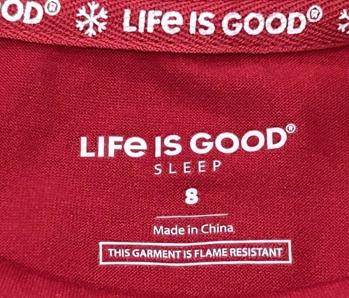 NWT LIFE IS GOOD Red Rocket Santa Hat Pajama Set Kids Size 8 Red Shirt Pants - Picture 6 of 8