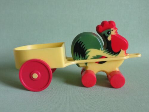 Vintage Spielzeug Osterdekoration Ostern Hahn mit Karren - Bild 1 von 3
