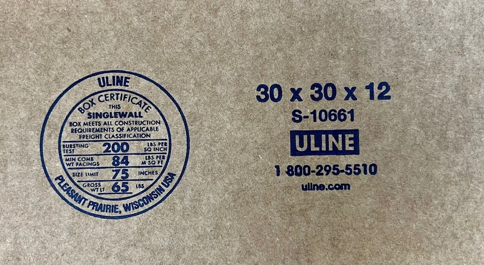 30" x 30" x 12"  CARDBOARD BOX - 200 lb -  SINGLE BOX - Image 2 of 4