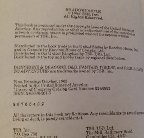 Shadowcastle A Fantasy Forest Book #3 Pick A Path To Adventure TSR Michael Gray - 第 6/6 張圖片