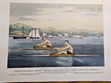 "GREAT FIVE MILE ROWING MATCH  "   19x14    1867 Hudson River Newburg, NY