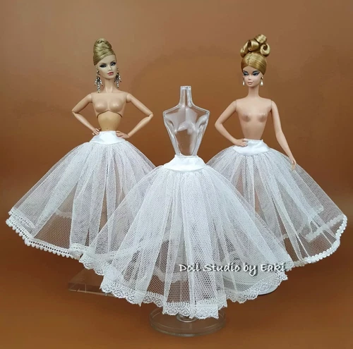 3 PCS Handmade Set White Petticoat UNDER SKIRT SLIP Fashion Silkstone Royalty FR