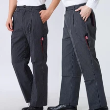 New Chef Pants Cook Kitchen Trousers Catering Work Baggy Elastic Waist Uniform