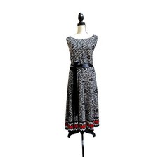 Lavanya A-line Black & White Print Sleeveless Dress Size XXL