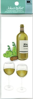Wine Glasses & Bottle, 3D scrapbook embellishment - Jolees 50-40018