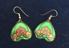 Vintage Green Heart Christmas Earrings