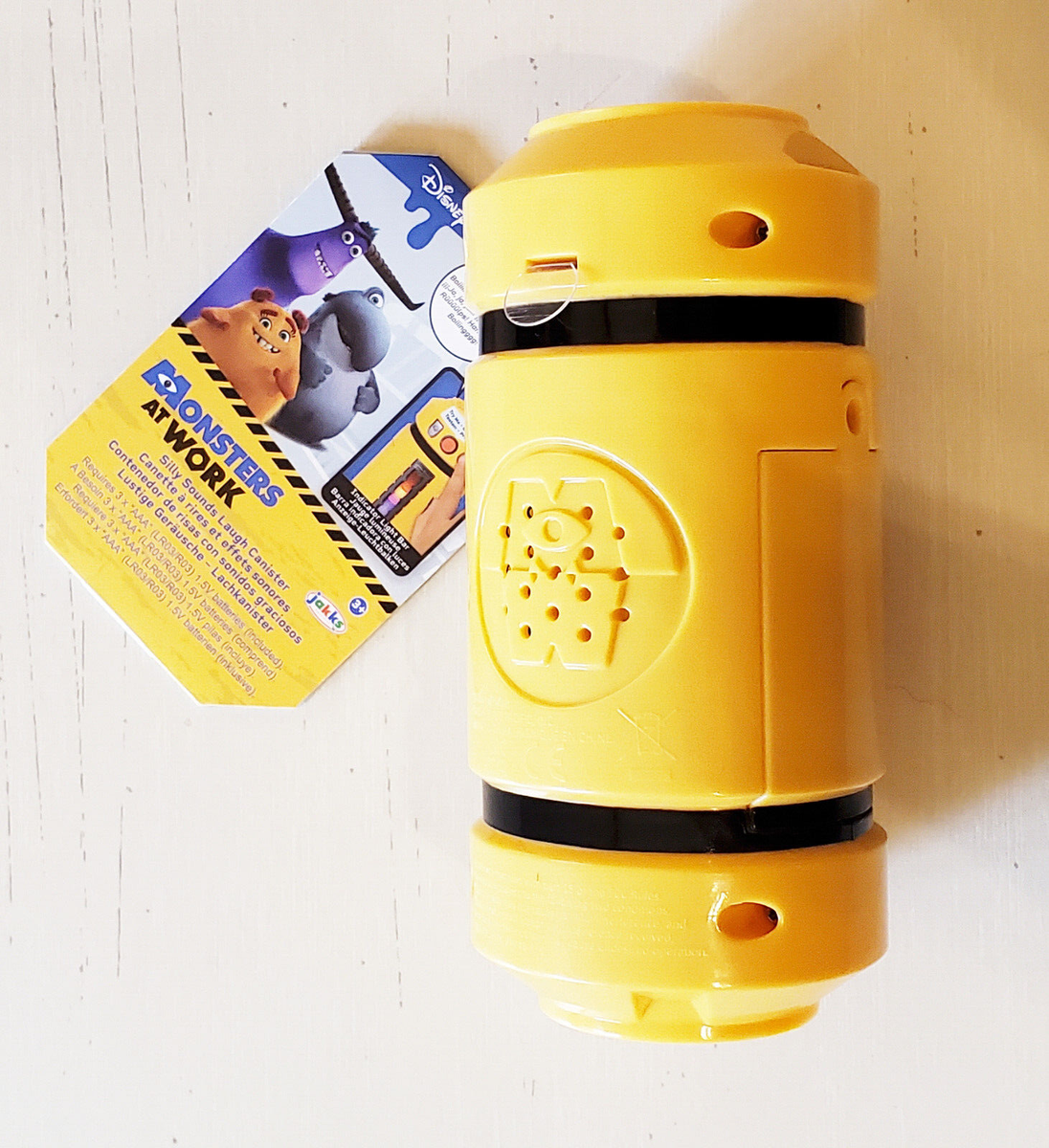 Disney Pixar Monsters at Work Silly Sounds Yellow Laugh Canister 5.5