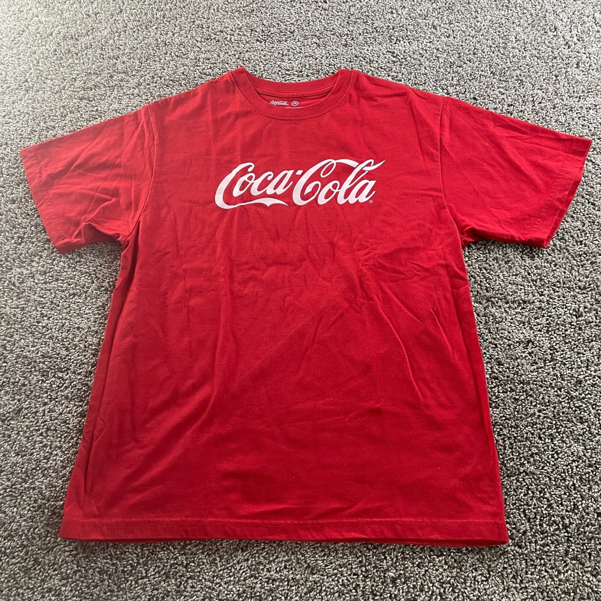 Coca Cola Shirt Adult Medium Red Script Logo Coke Mens | eBay