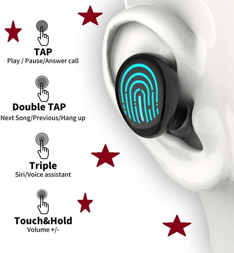 Wireless Bluetooth Earbuds w/LED Digital Display Charging Case Built-in Mic - Imagen 5 de 5