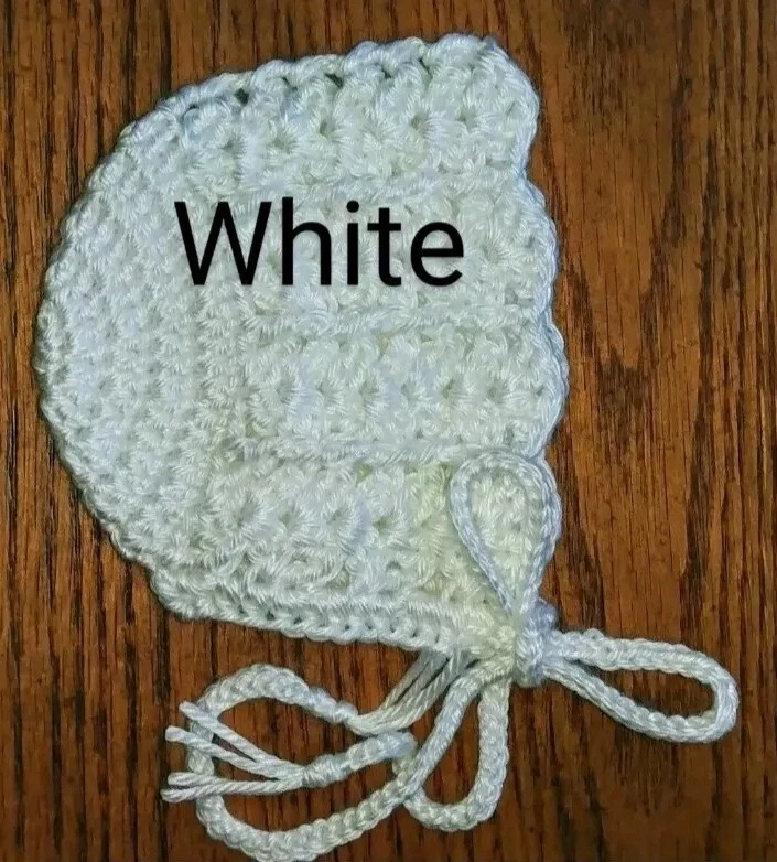 Hat Newborn To 3 Months New Leia Allen Handmade Crochet Winter Bonnet white