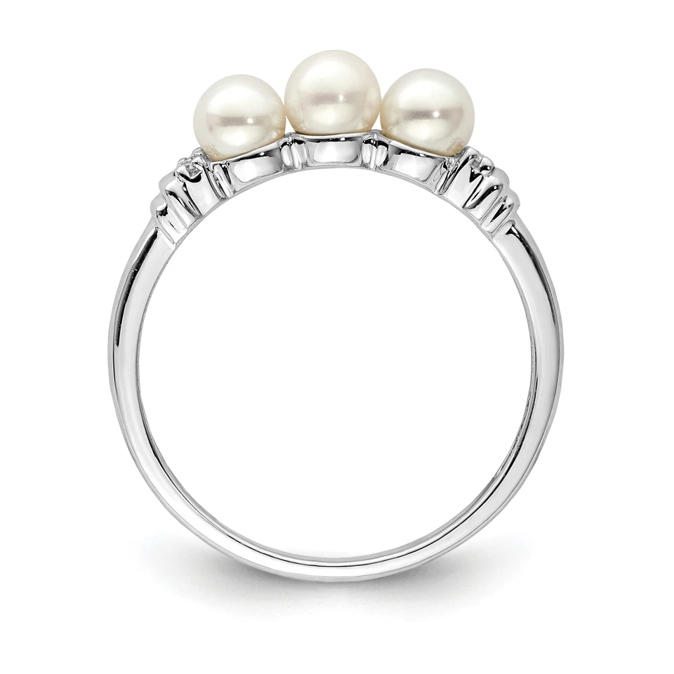 Silver Rhodium Plated Diamond and FW Cultured Pearl Ring QR4619 - Image 2 of 4