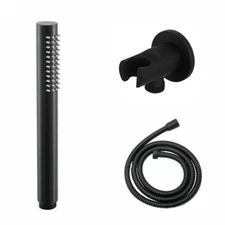 Round Hand Held Shower Head Black Bathroom Wall Mount Brass Shower Holder Set