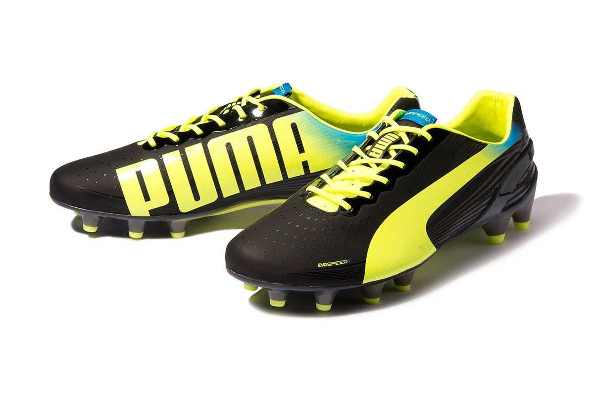 evoSPEED 1.2 FG - Black/ Yellow/ Bright Blue Soccer Shoes Size 9 |