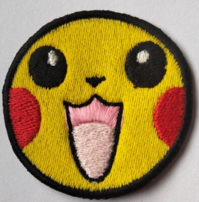 6,5 cm Kreis individuell inoffiziell Pikachu Gesicht bestickt Aufnäher Patch.