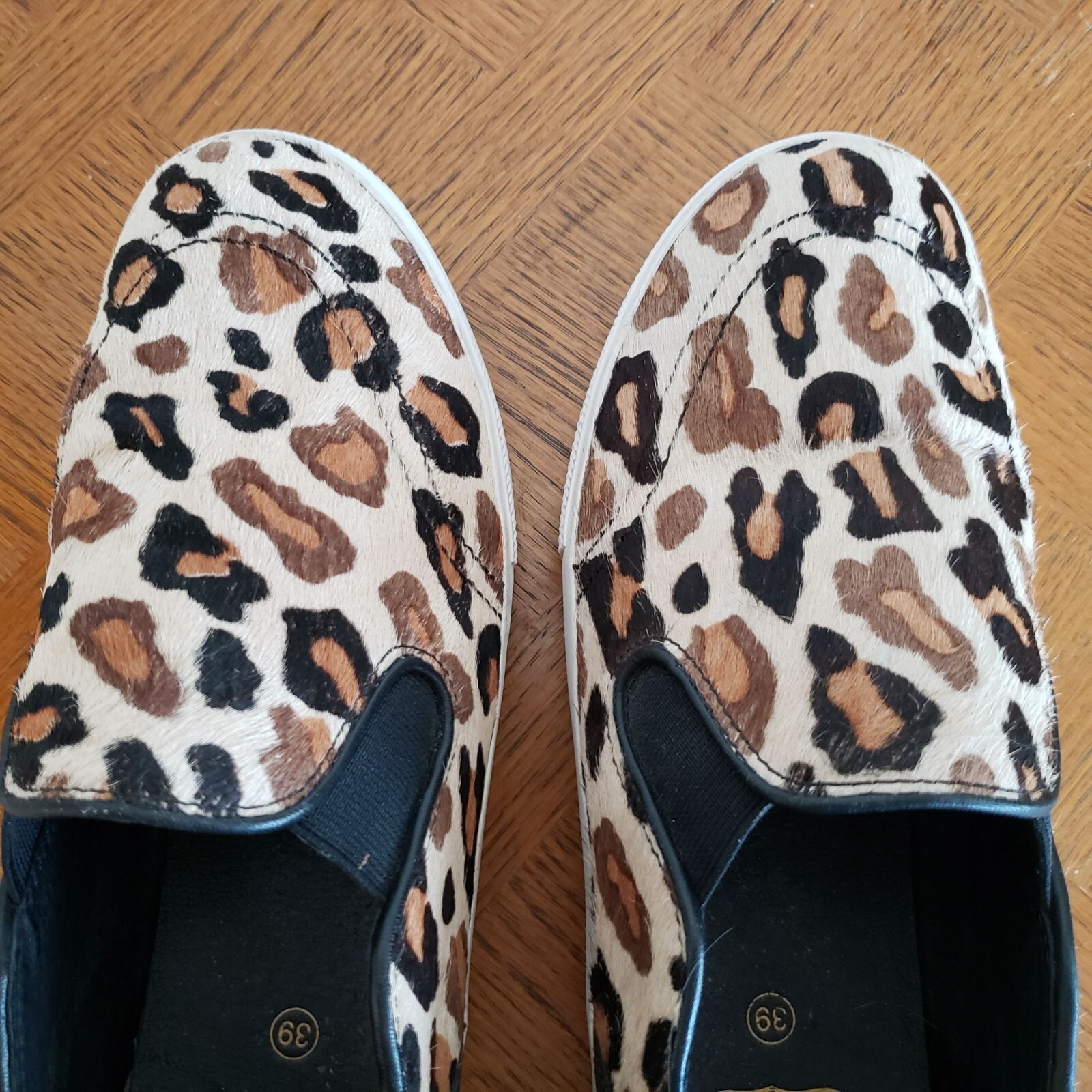 ASH Jungle Size 9, EU 39 Slip-On Platform Sneakers Leopard Animal Print Cow Hair