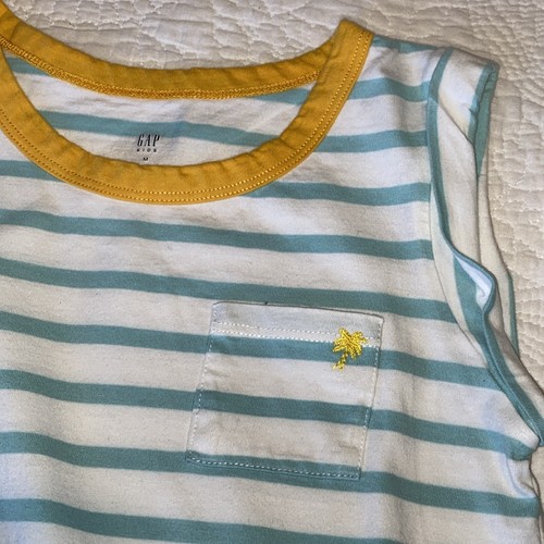 Gap Kids Girls Multicolored Stripe Dress Size M Teal , White And Yellow - Picture 2 of 6