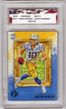 2020 #3 Justin Herbert Rookie Card Panini Gridiron Kings Green AGC 9 Mint
