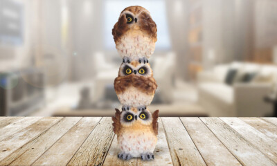 8''H Hear, See, Speak-No Evil Stacked Owls Figurine Home Decor Unique Gift