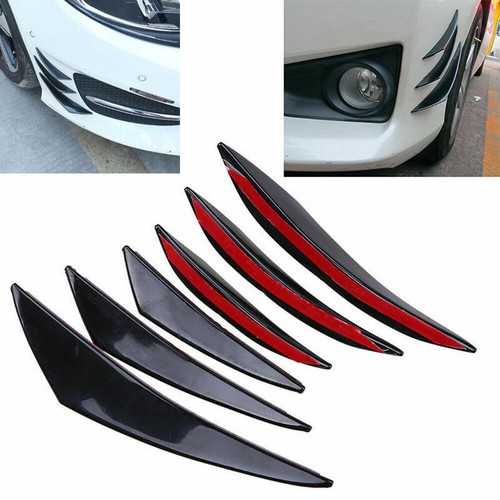 6pcs Universal Auto Front Stoßstange Flap Spoiler Splitter Flügel Canard Schwarz - Afbeelding 1 van 9