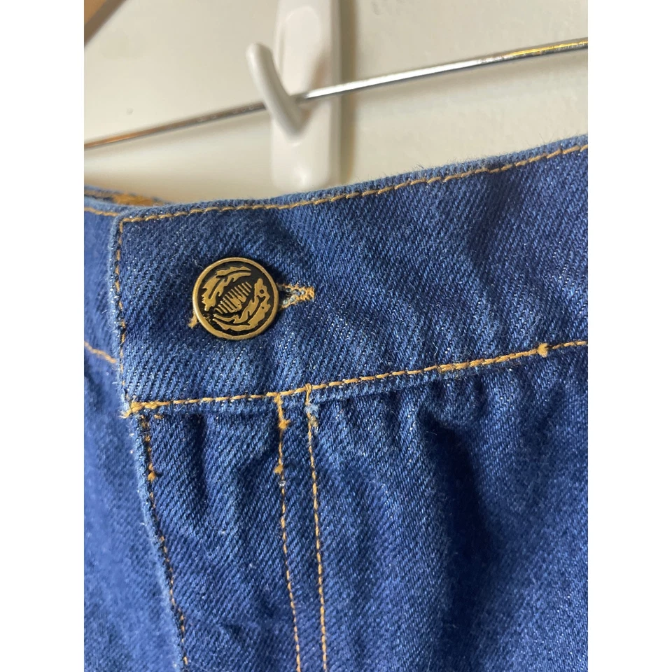 Saia jeans feminina vintage tamanho 22 plus 3X saia jeans midi anos 90 saia jeans ocidental - Imagem 3 de 4