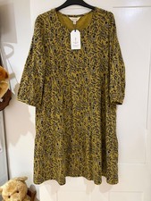 Womens Seasalt Long Sleeve Dip Tiered Jersey Dress Yellow Sea Meadow Herb