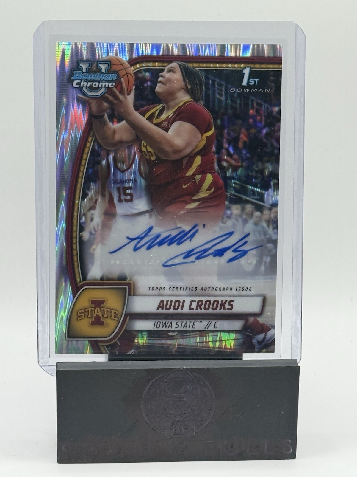 2024-25 Bowman Chrome U Audi Crooks Silver Flash Stealth 1st Auto RC #9 SSP