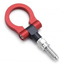 Car Front Bumper Tow Hook, Rustproof Screw-on Racing Style Trailer 1 PC Red