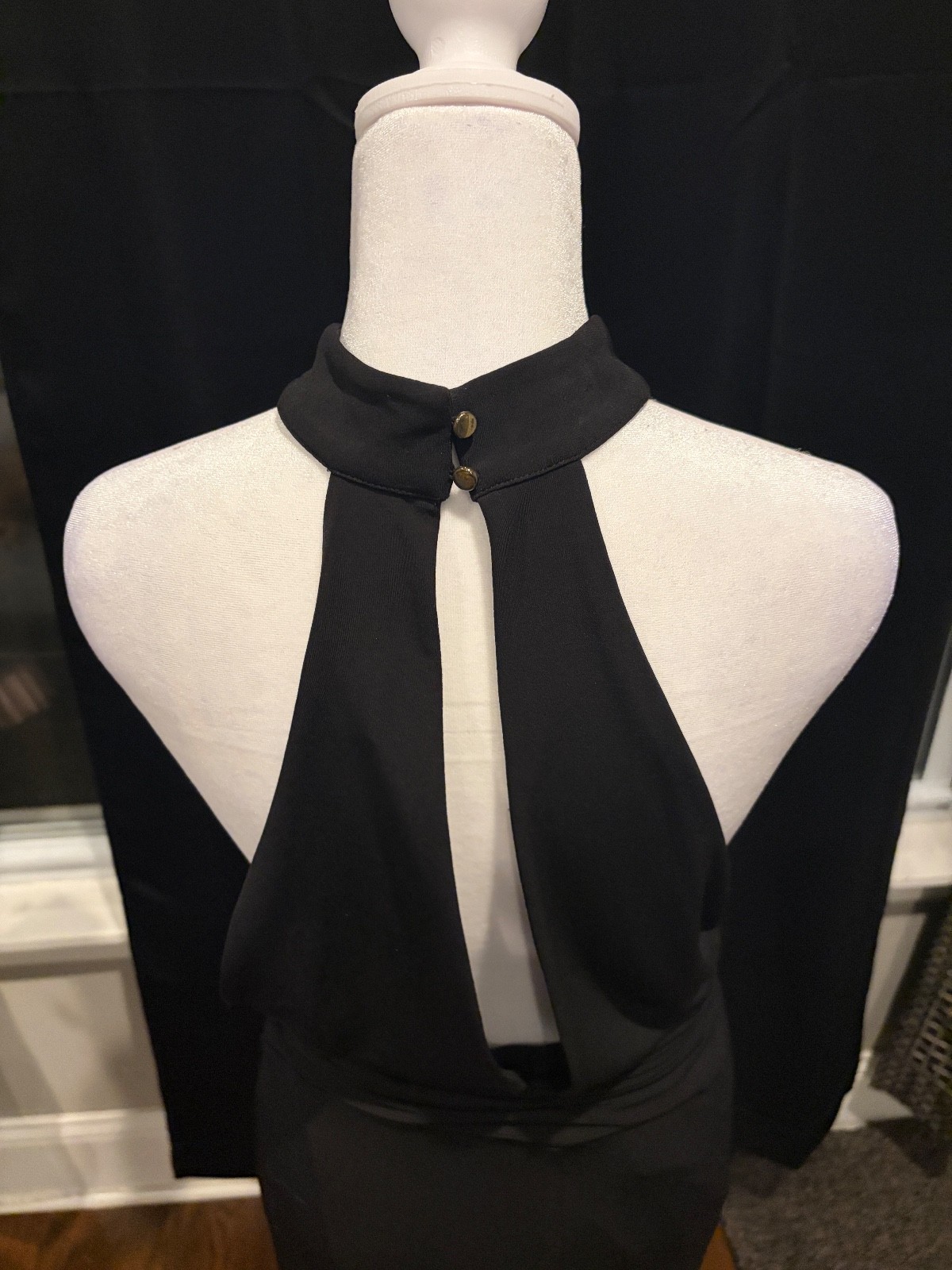 Express Halter Top Halter Neck Button Collar Blac… - image 5