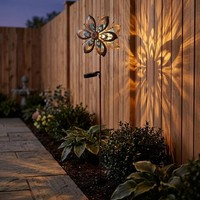 Solarlampe Windrad AußEnlampe Led Gartendeko Blume Erdspieß Gold Blau H 92 Cm