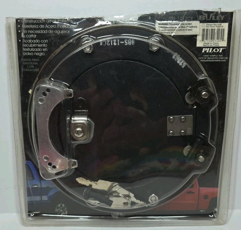 Puerta de combustible bloqueable de aluminio Bully Billet Chevy y GMC BBS-1212CK negra Foto 2 de 4