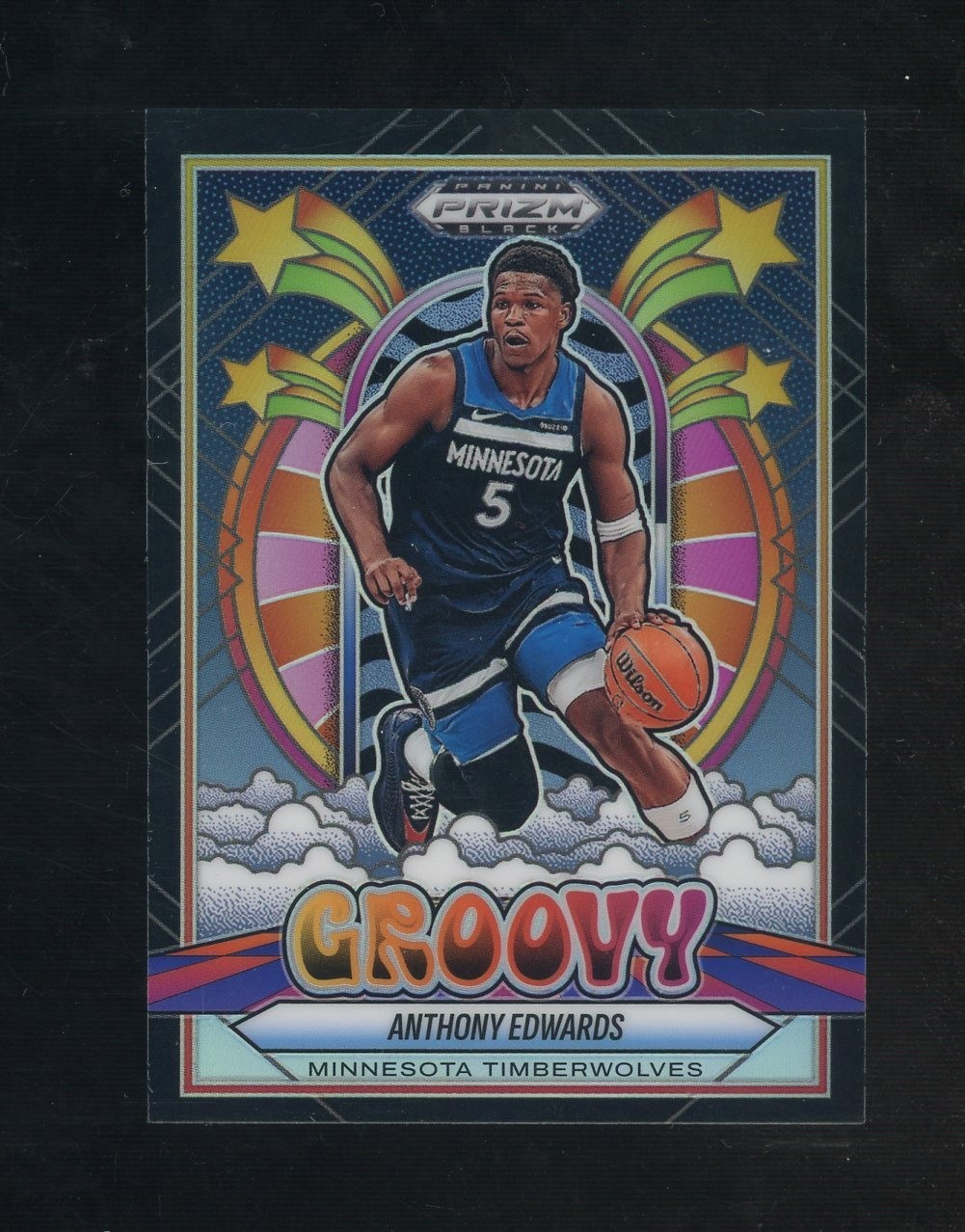2024-25 Panini Prizm Black Groovy #8 Anthony Edwards Minnesota Timberwolves 