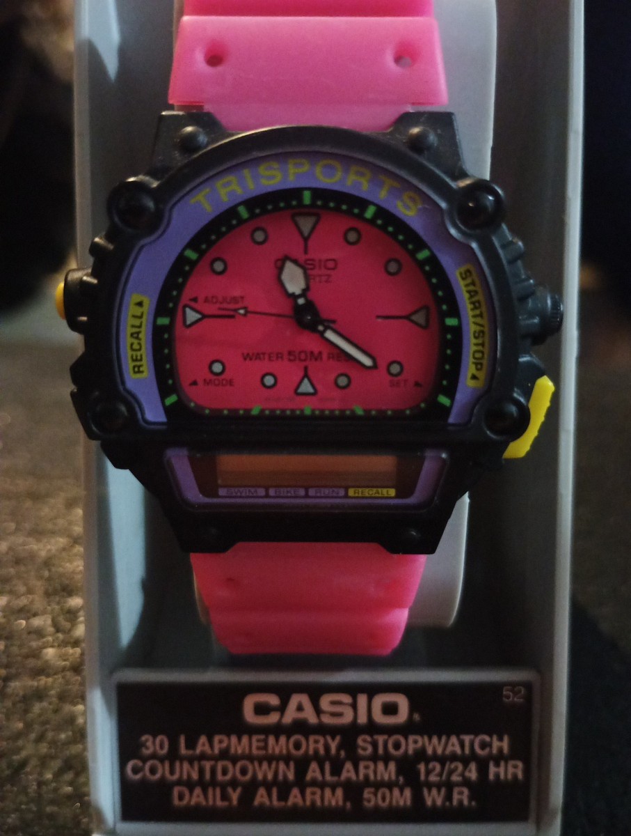 CASIO TRI-10W TRISPORTS アナログとデジタル腕時計 Casio Trisports Tri-10w Module 721 Vintage LCD Watch MINT