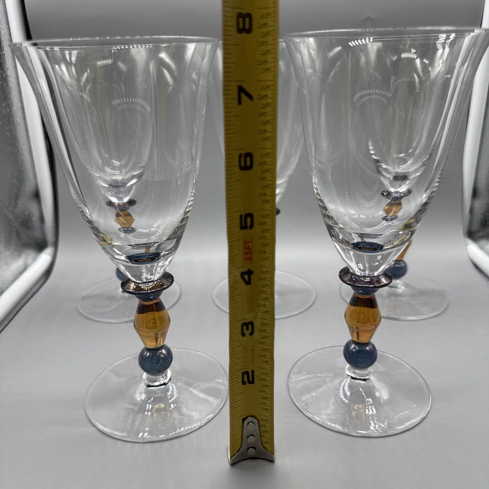 Vintage Set of 5 Mikasa Crystal Kensington "Estate" Kensington Clear Amber Blown - Image 3 of 4
