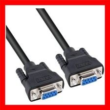 6ft 2m RS232 Serial Cable Female To Female 9 Pin Straight Through Black